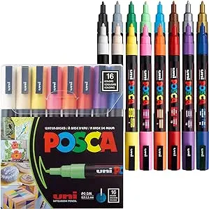 Posca 16-Color Acrylic Paint Marker Set
