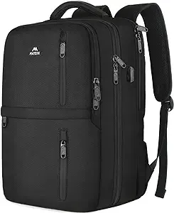 MATEIN Carry on Backpack, Flight Approved Travel Backpack with USB Port, TSA Personal Item Travel Bag fits 17" Laptop, Large Water Resistant Luggage Overnight Weekender Bag for Men & Women, Black