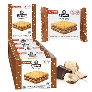 Rip Van Chocolate Hazelnut Wafer Cookies, Keto, Non-GMO, Healthy Snacks, Low Carb & Low Sugar (2g), Low Calorie, Vegan, 16 Count