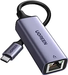 UGREEN Adaptador USB C a Ethernet, adaptador Ethernet Plug and Play, Gigabit RJ45 a Tipo-C (compatible con Thunderbolt 4/3), compatible con MacBook Pro/Air, iPhone 16 Pro/Max, iPad, XPS