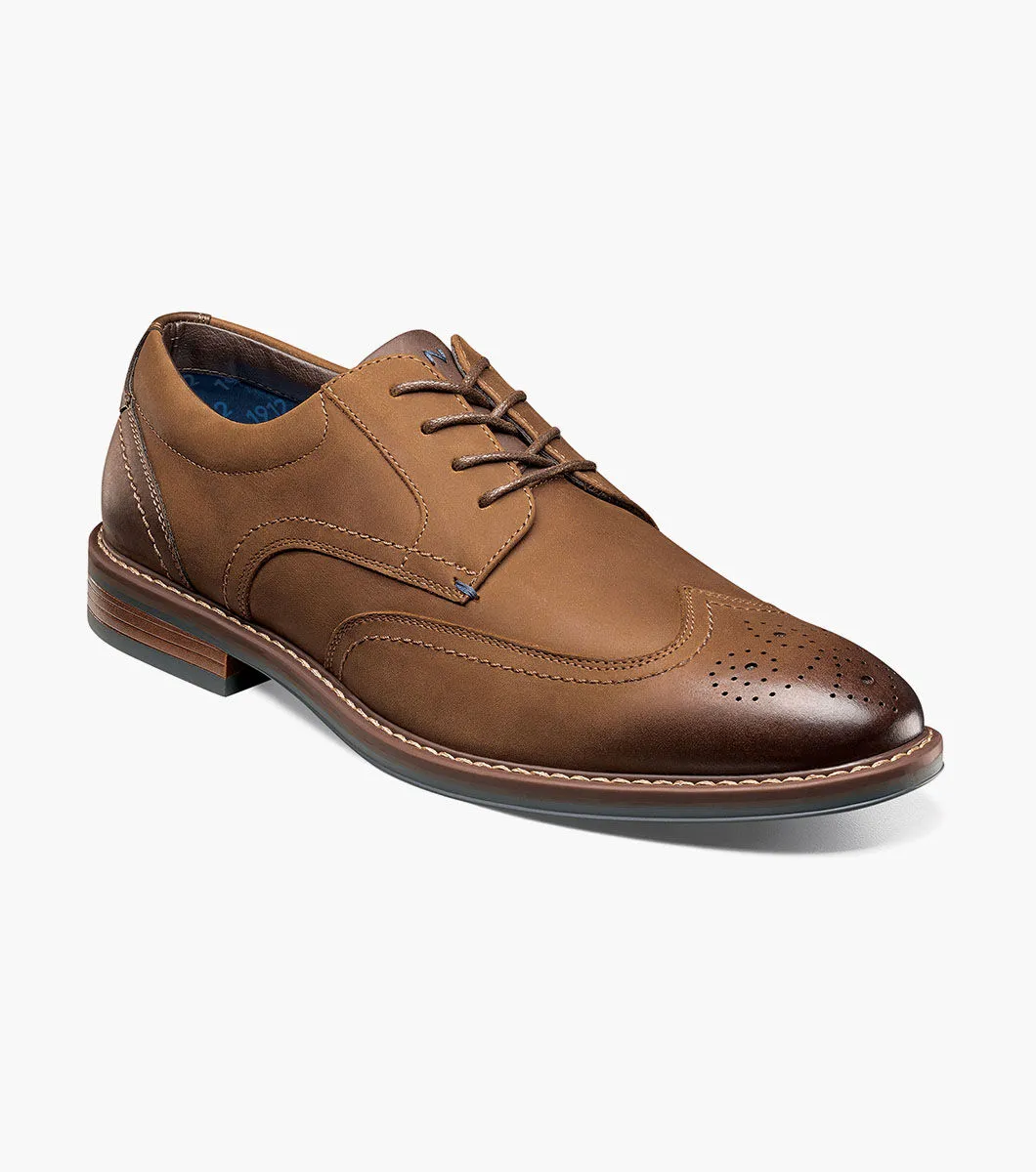 Nunn Bush Shoes Centro Flex Wingtip Oxford Brown CH Size 8