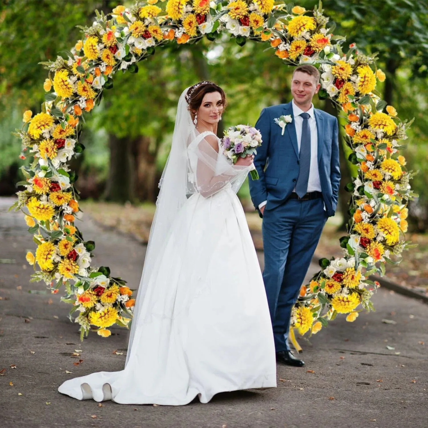 DailySale Metal Round Arch Reusable Backdrop Stand with Balloon Tools