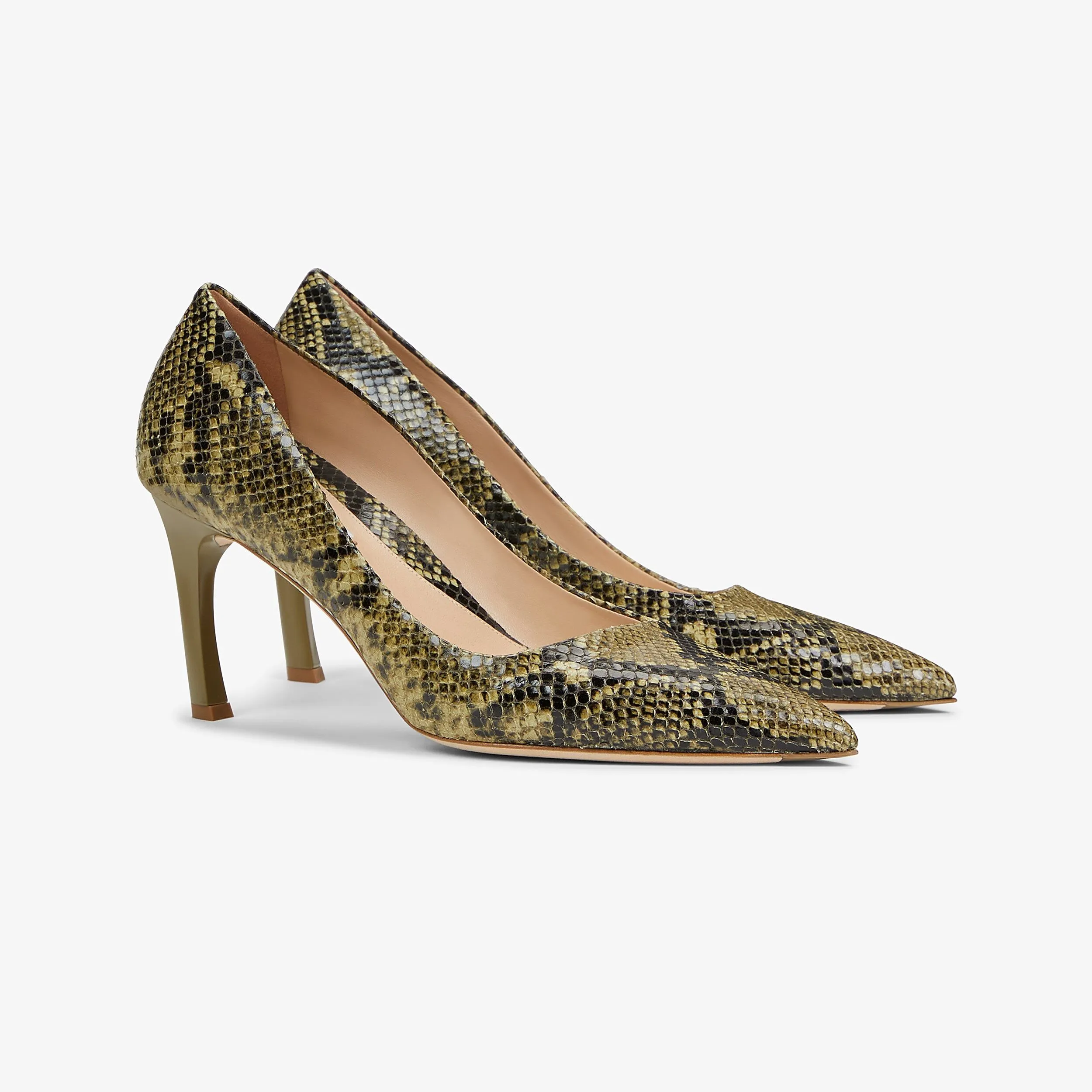 M.M.LaFleur The Ginger Pump - Embossed Snakeskin - Black / Olive - 38