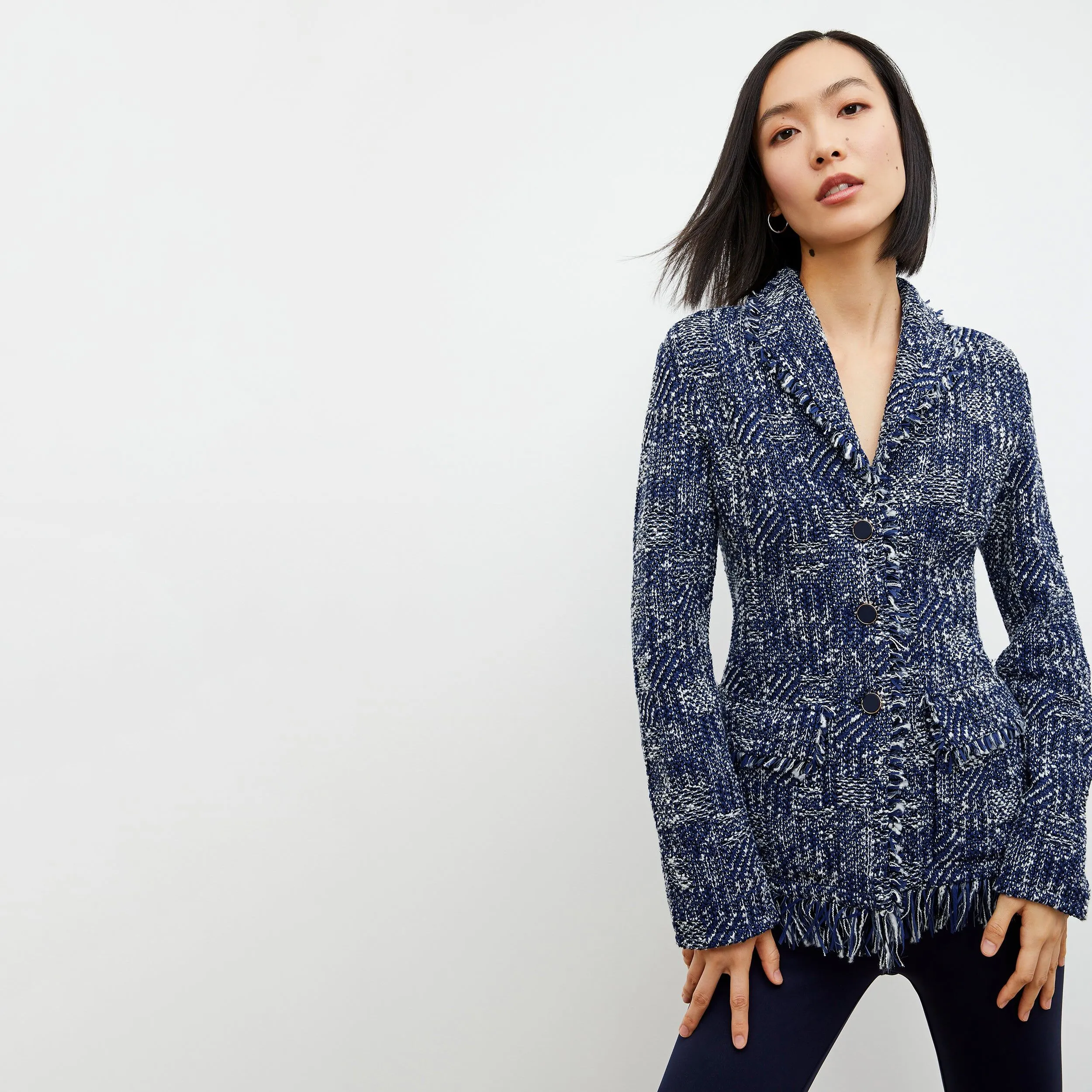M.M.LaFleur The Porter Jacket - Interweave - Navy / Ivory - S