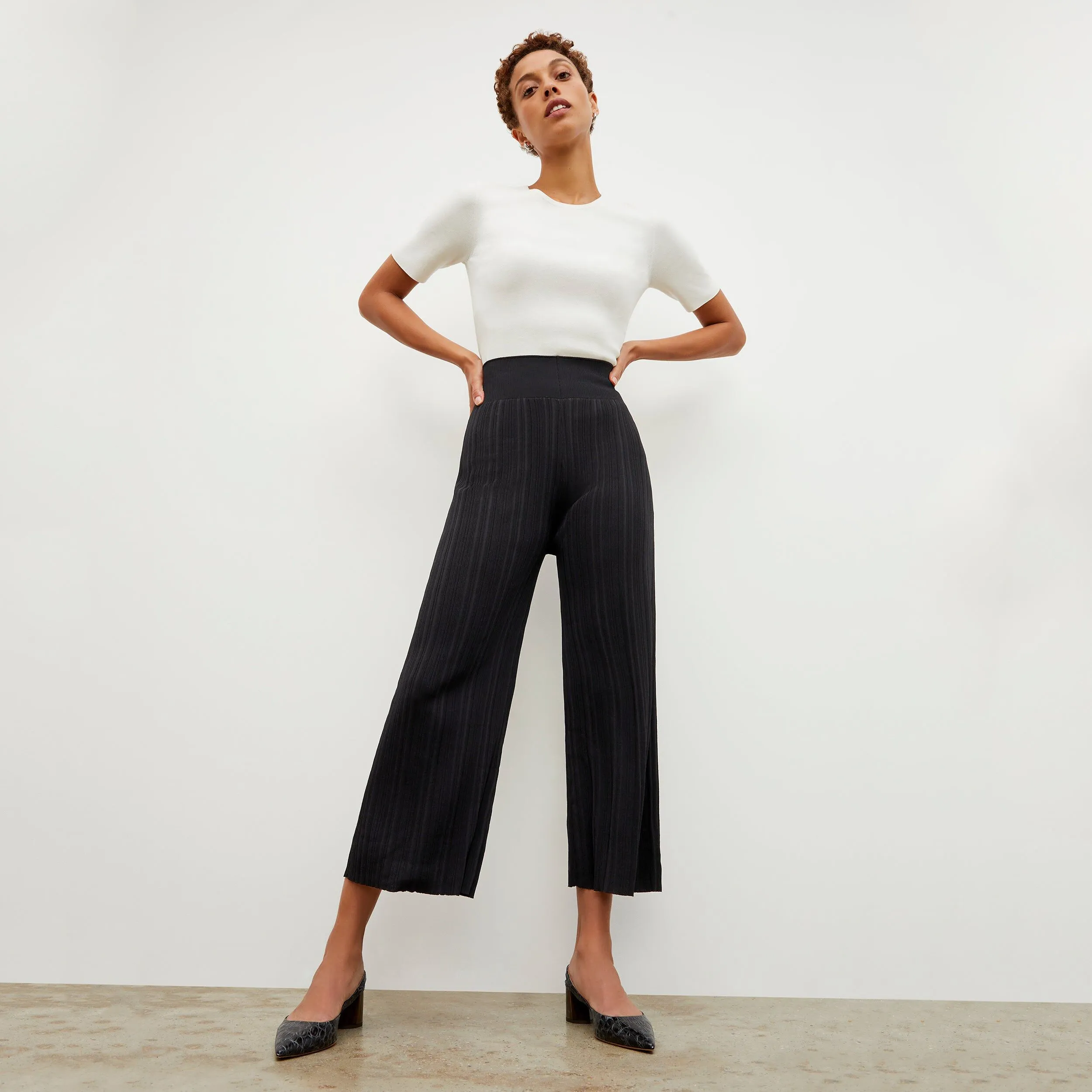 M.M.LaFleur The Marijane Pant - Textured Knit - Black - XS