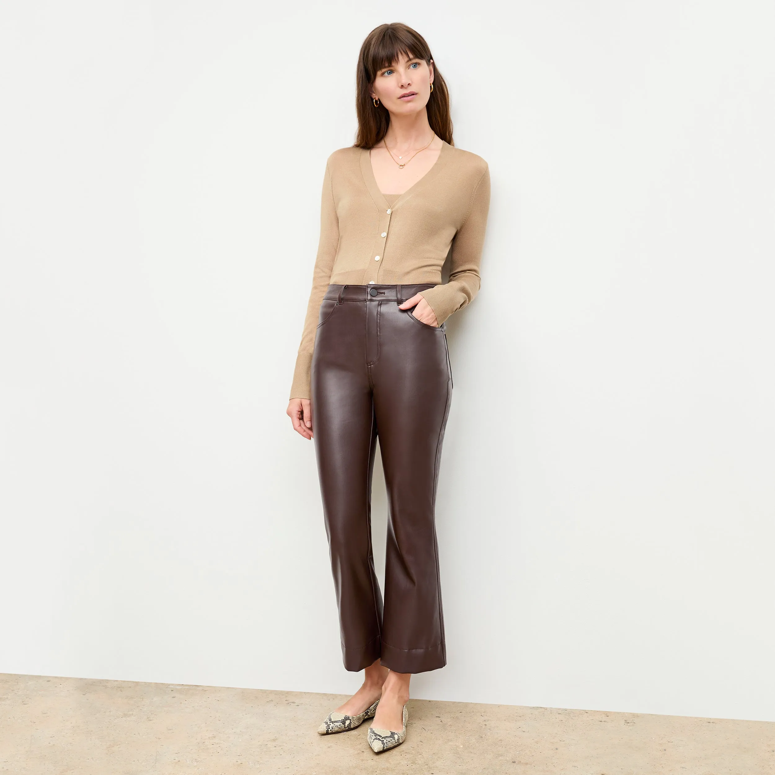 M.M.LaFleur The Archie Pant - Vegan Leather - Brown - 16