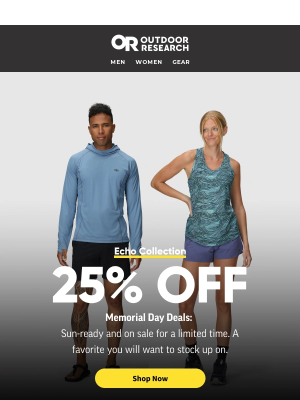 Outdoor Research - 25% Off Echo Ends Tomorrow