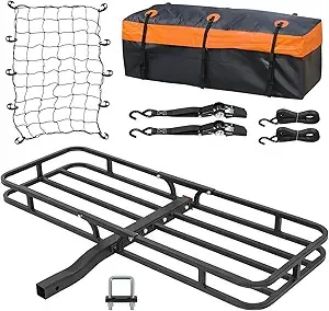 Steel 500lbs Hitch Cargo Carrier w/Net & Strap