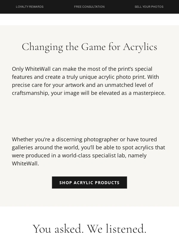 WhiteWall - 15% Off Acrylics Extended by Popular Demand