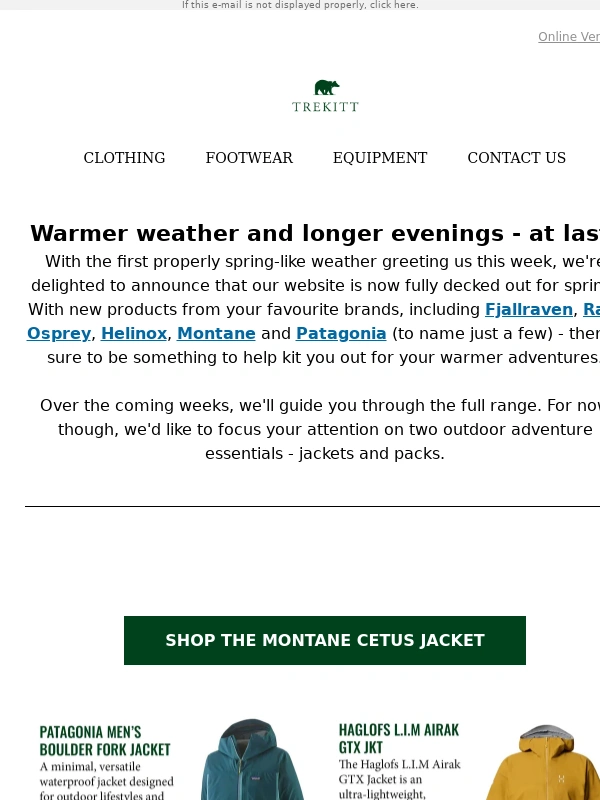 Trekitt - Gear-up for spring! - new season jackets & packs