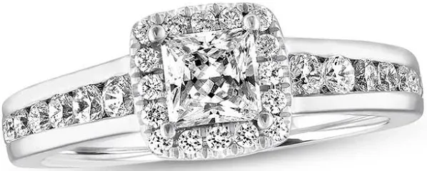 14K White Gold 5/8 Ct tw Princess-Cut Diamond Engagement Ring