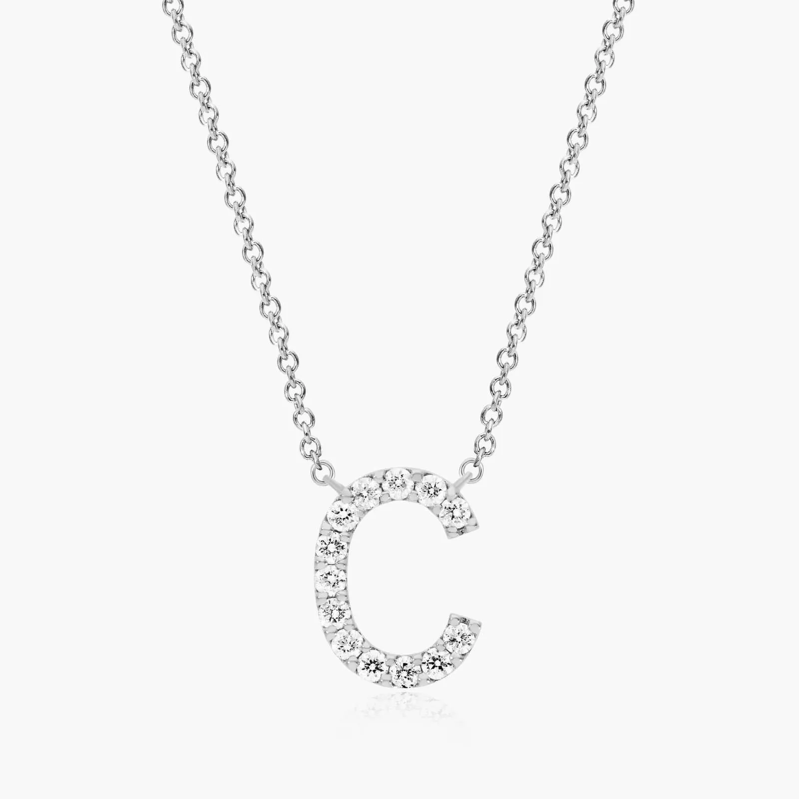 14K White Gold C Initial Lab-Created Diamond Necklace