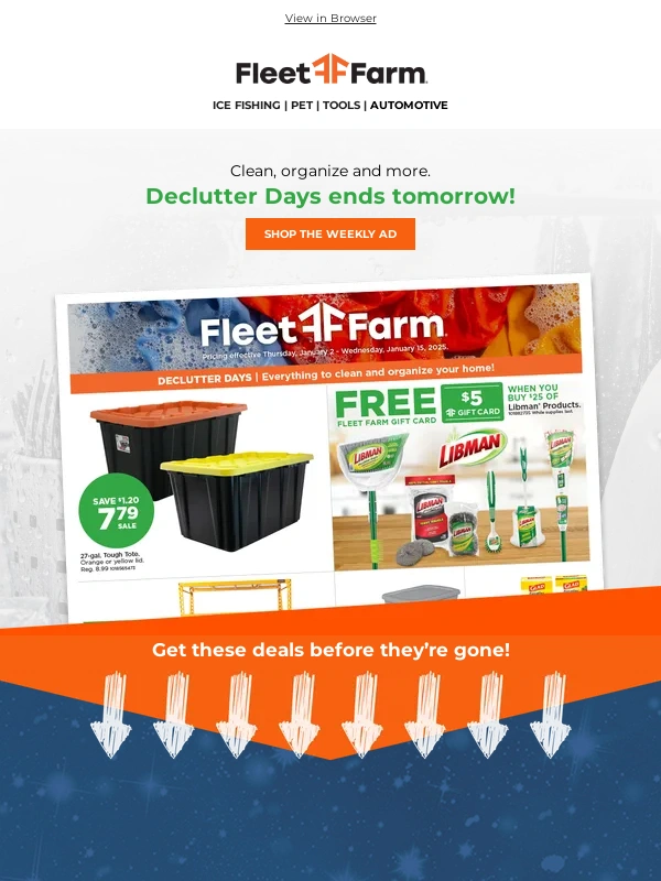 Mills Fleet Farm - Last chance to save during Declutter Days!