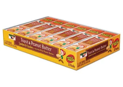 Keebler Sandwich Crackers Toast & Peanut Butter 8 Cracker Snack Pack 12/Box