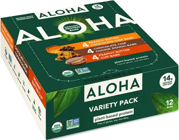 ALOHA Organic Plant Based Protein Bars Variety Pack