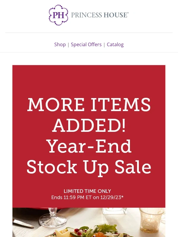 Princess House - EVEN MORE ADDED to our Year-End Stock Up Sale!