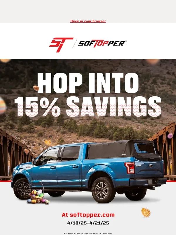 Bestop - Last Chance: 15% Off Softopper® Ends Tonight!