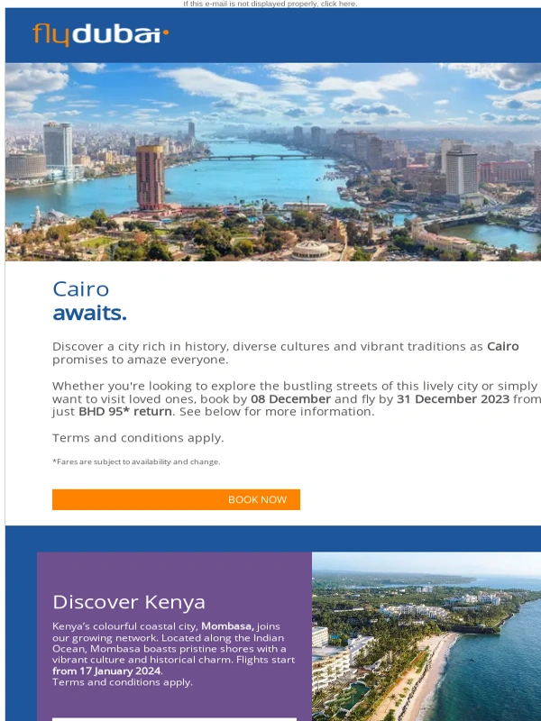 Flydubai - Fly to Cairo from BHD 95 return