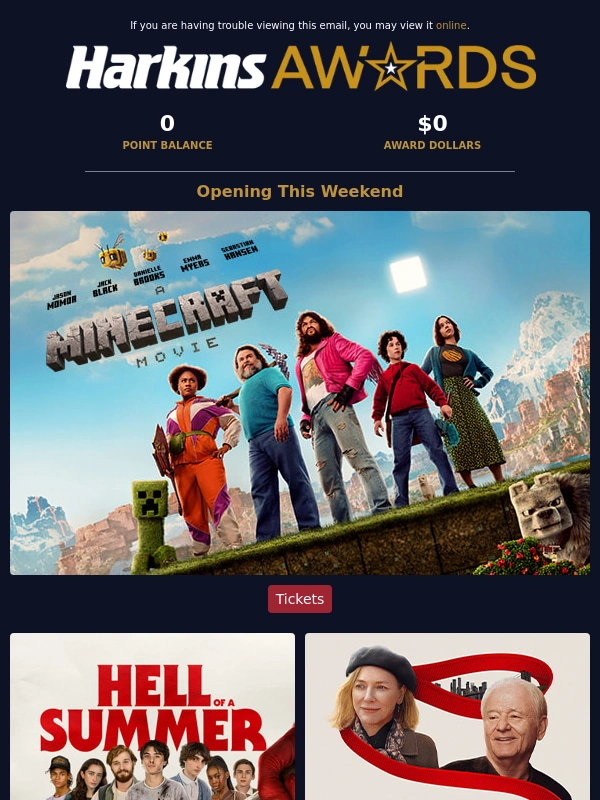 Harkins Theatres - A Minecraft Movie ⛏ Killer Summer ? New Friends ?