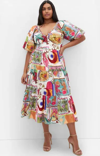 City Chic Women's Plus Size Simona Print Midi Dress