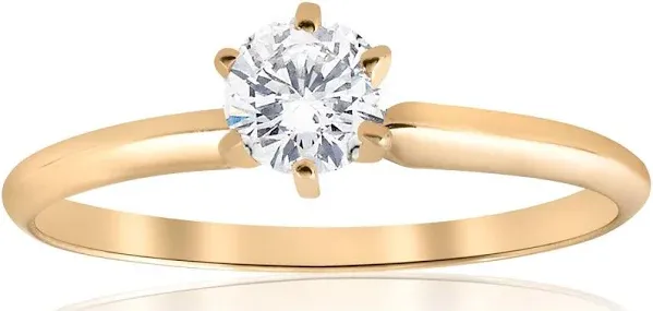Pompeii3 14k Yellow Gold 1/2ct Round Solitaire Diamond Engagement Ring