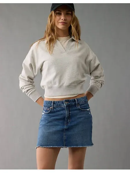 Ae Stretch High-Waisted Denim Mini Skirt
