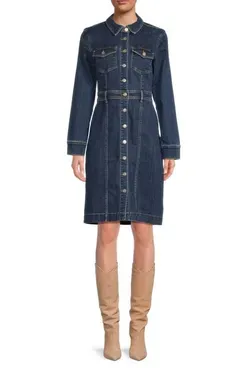 7 For All Mankind Washed Mini Denim Shirtdress