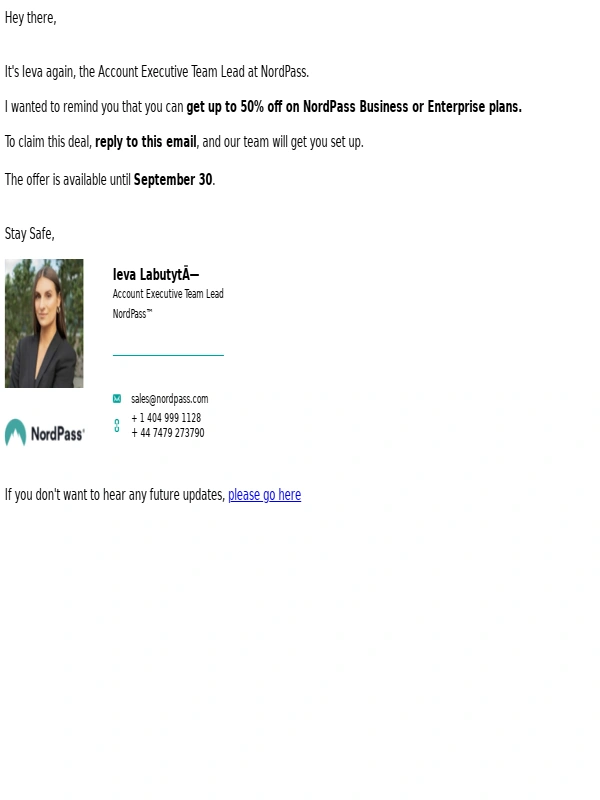 NordPass - Don't forget: Get up to 50% off NordPass Business