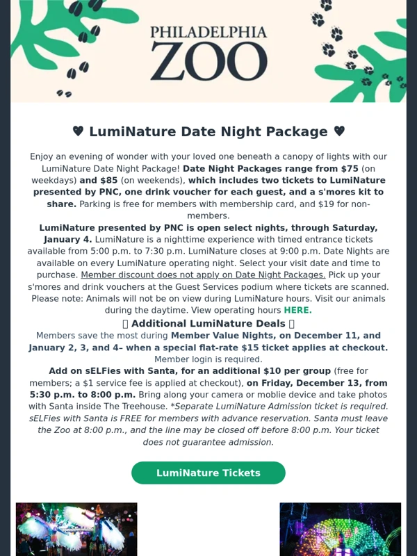Philadelphia Zoo - ? Brighten up your weekend with a LumiNature Date Night