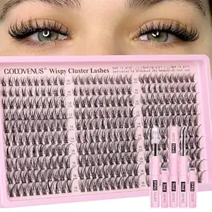 Lash Clusters Kit Wispy Eyelash Clusters Lashes Natural DIY Lash Extension Kit 10-16mm Cluster Eyelash Extensions Kit 300pcs C Curl Individual Lashes Cluster Eyelash (No Tweezers)