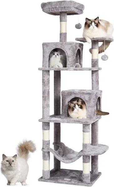 VEVOR 63" Cat Tree with 2 Cat Condos and Sisal Scratching Post