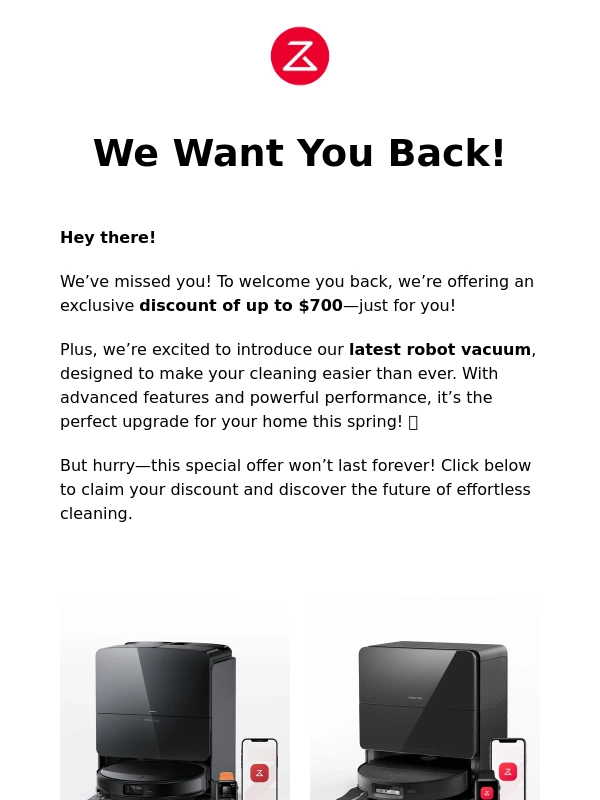 Roborock - ? We Miss You! Here's a Special Deal to Bring You Back