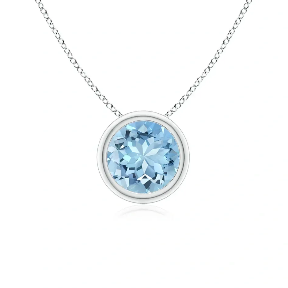 Bezel-Set Round Aquamarine Solitaire Pendant