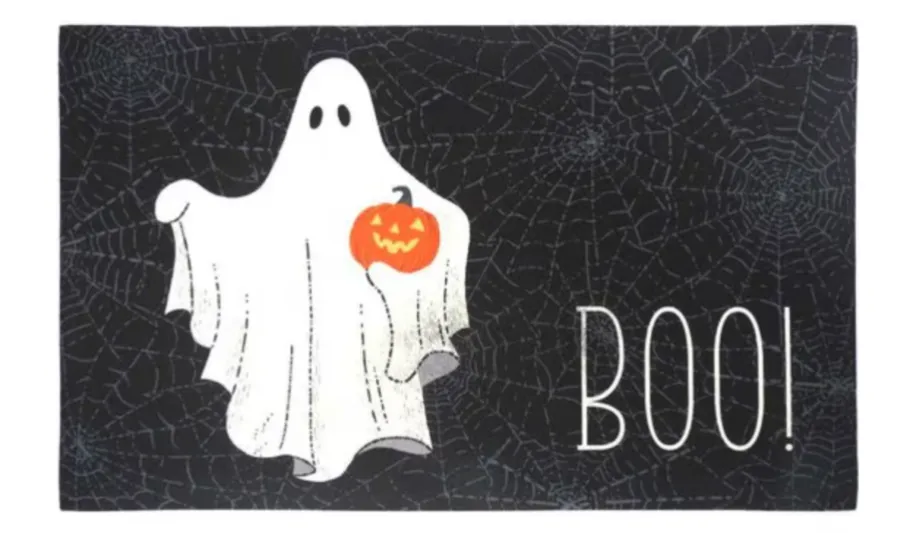 Halloween Ghost With Pumpkin Rubber Doormat