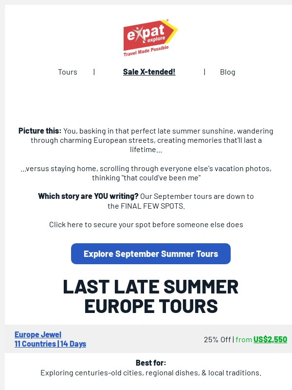 Expat Explore - ⚠️ September Tours: Final Spots Disappearing (Action Required)