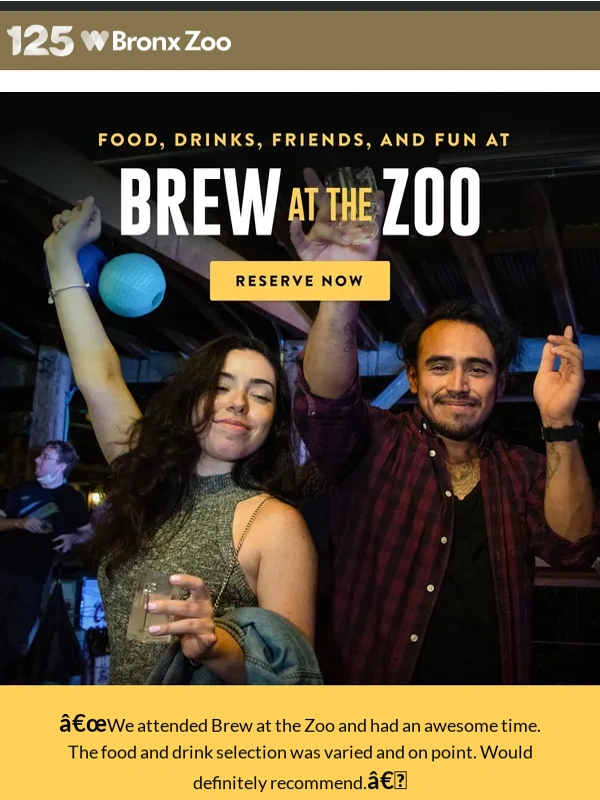 Bronx Zoo - Summer starts soon with 15% off Brew at the Zoo