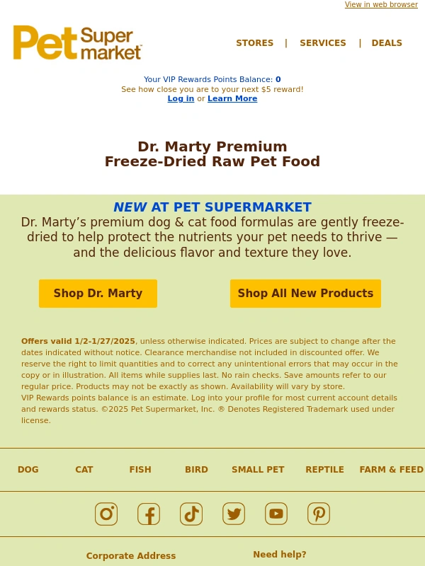 Pet Supermarket -  Dr. Marty dog food & treats ? NOW AVAILABLE!