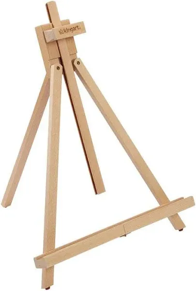KINGART 741N Tabletop A-Frame Artists Easel, Holds Up to 27" Canvas, Solid Wood, Folding, Portable and Adjustable, for Painting and Display