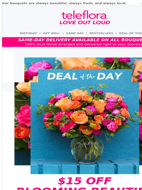 Teleflora - Re: You Just Got $15 ?