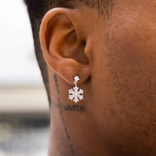 GLD Fivio Snowflake Drop Stud Earrings in 14K White Gold