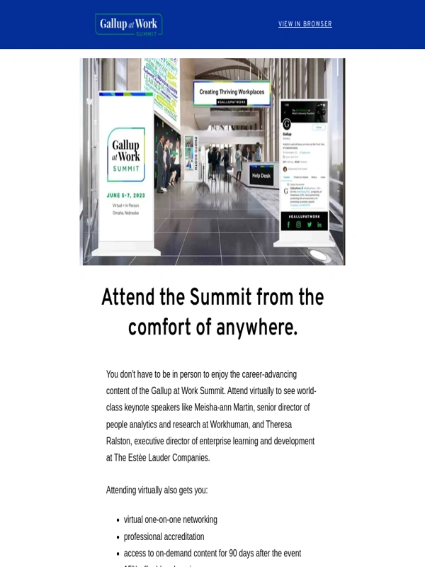 Gallup - Can't come to the Summit in person