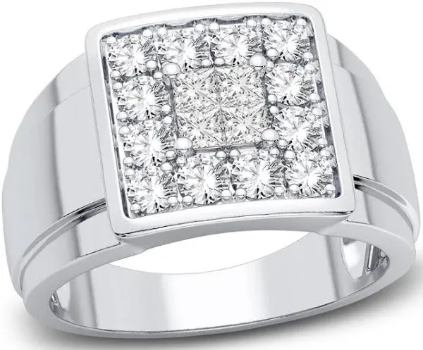 Jared 1-1/2 Ct tw Square-cut/ Round Diamond Ring in 14K White Gold