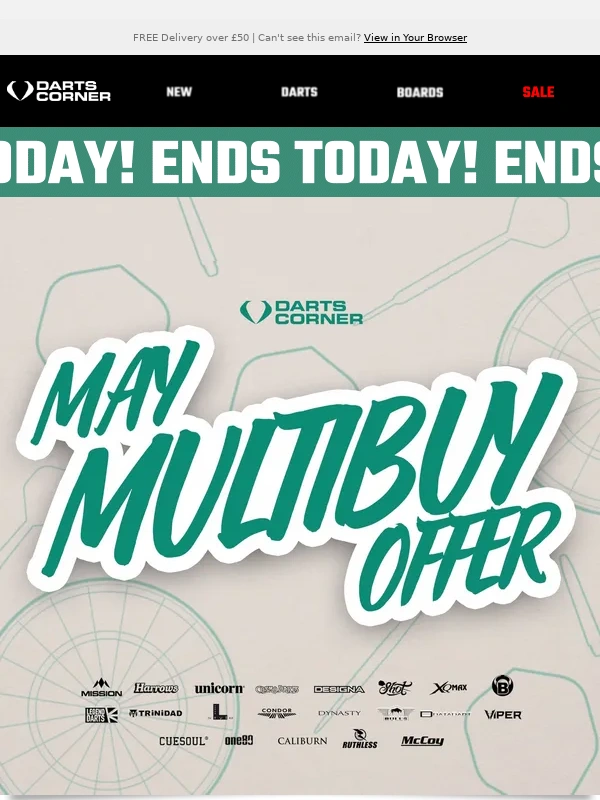 Darts Corner - Last Chance! May Multibuy Darts Offer Ends Tonight ⏰