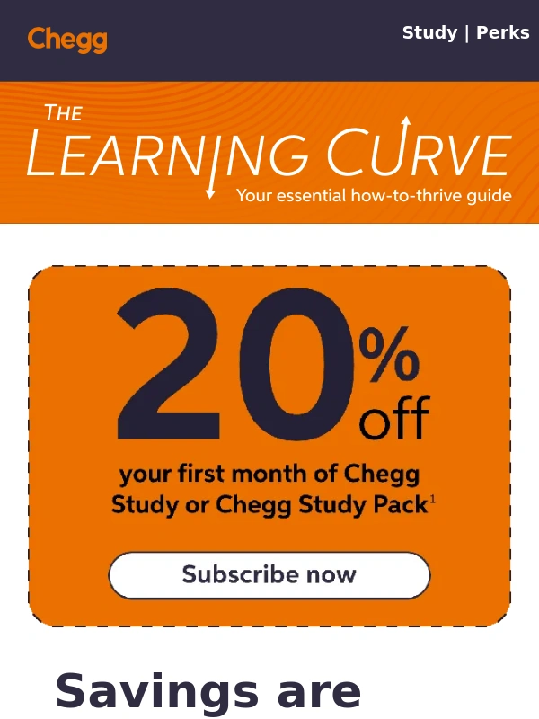 Chegg - 20% off deal ends TOMORROW!