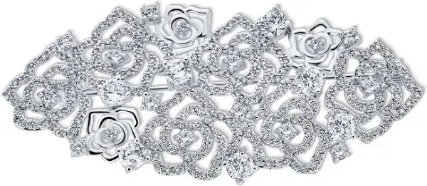 Bling Jewelry Women's Romantic Art Deco Vintage Style Pave Crystal Floral Roses Scarf