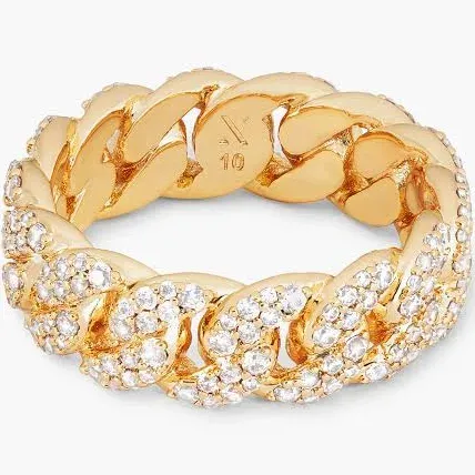JAXXON Silver Iced Out Cuban Link Ring