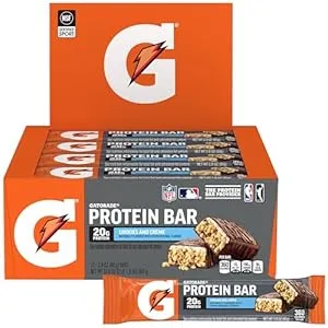 Gatorade Whey Protein Bars, Cookies & Crème, 2.8 oz bars (Pack of 12, 20g of protein per bar)