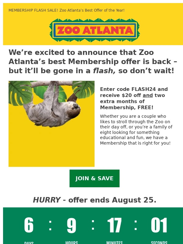 Zoo Atlanta - MEMBERSHIP FLASH SALE! Zoo Atlanta’s Best Offer of the Year!
