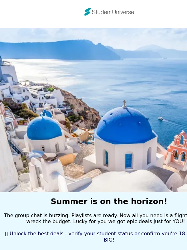 Student Universe - Summer's loading... Save up to $230 off flights! ?