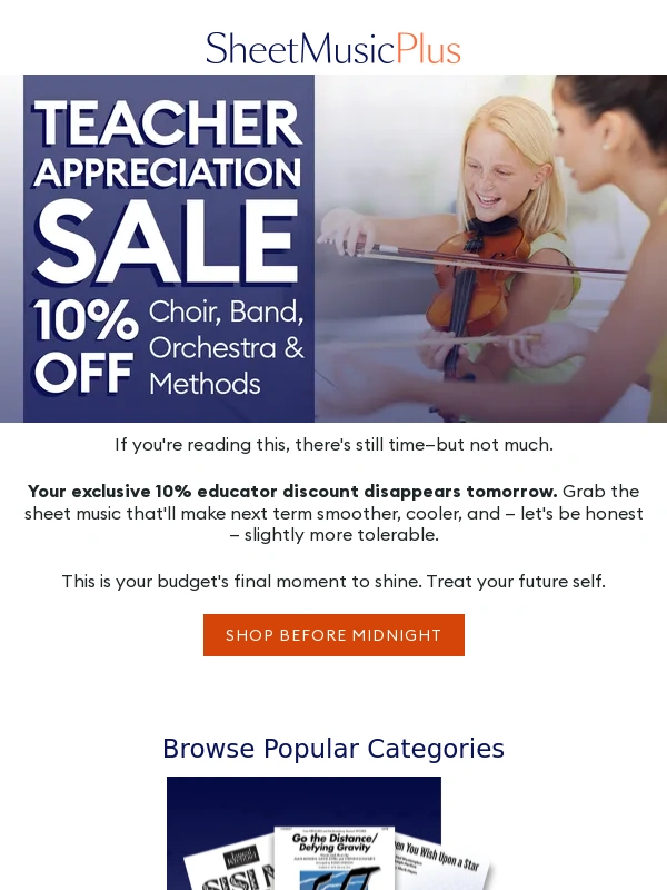 Sheet Music Plus - LAST CALL! School’s (almost) out. So is this sale